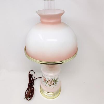 BEAUTIFUL VINTAGE PINK 3-WAY HURRICANE ELECTRIC LAMP