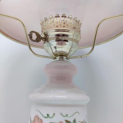 BEAUTIFUL VINTAGE PINK 3-WAY HURRICANE ELECTRIC LAMP