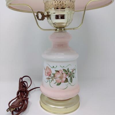 BEAUTIFUL VINTAGE PINK 3-WAY HURRICANE ELECTRIC LAMP