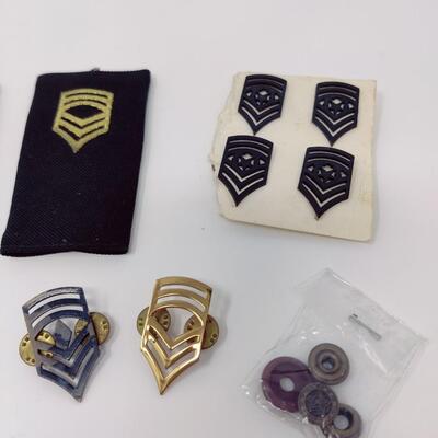 VINTAGE ARMY MILITARY CHEVRON PINS AND UNIFORM EMBELLISHMENTS