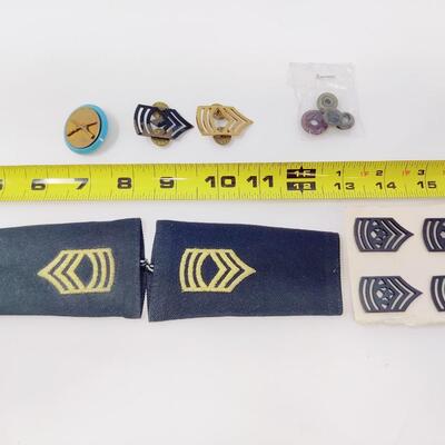 VINTAGE ARMY MILITARY CHEVRON PINS AND UNIFORM EMBELLISHMENTS