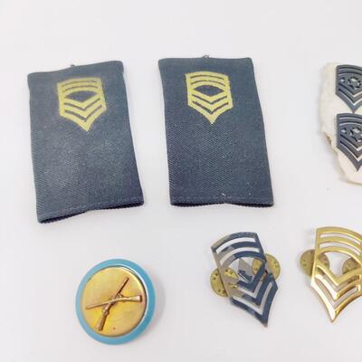 VINTAGE ARMY MILITARY CHEVRON PINS AND UNIFORM EMBELLISHMENTS