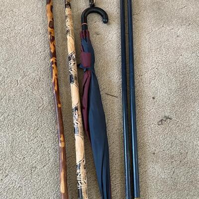 Vintage canes and umbrella