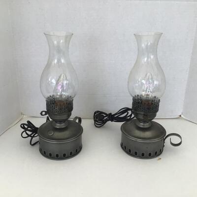 5352 Pair of Vintage Brushed Gun Metal Electrified Lanterns