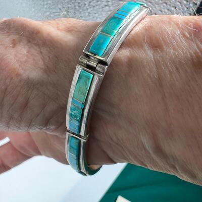 Navajo Artist Earl Plummer turqouise link bracelet, Ring