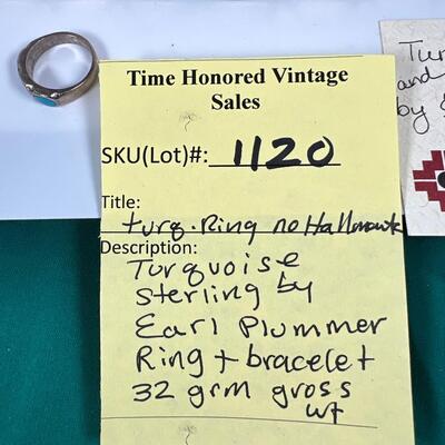 Navajo Artist Earl Plummer turqouise link bracelet, Ring
