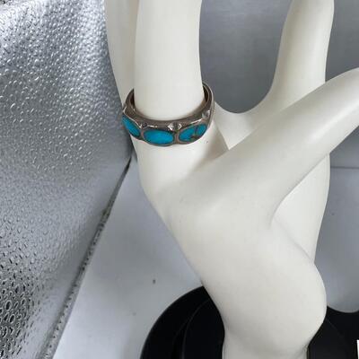 Navajo Artist Earl Plummer turqouise link bracelet, Ring