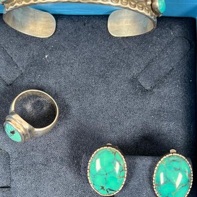 Sterling bracelet and ring Native American hallamrk
