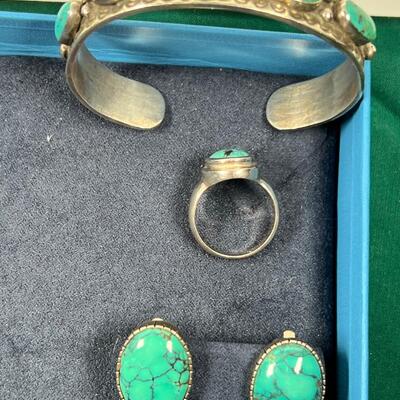 Sterling bracelet and ring Native American hallamrk