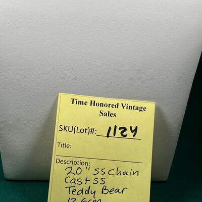 20 " SS Chain Cast Teddy Bear Necklace 12 Grm
