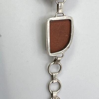 Gold Stone bracelet and Orange spiney oyster shell  clip on earrings