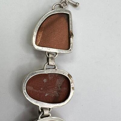 Gold Stone bracelet and Orange spiney oyster shell  clip on earrings