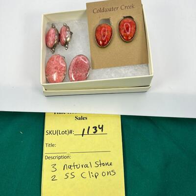 1950s Gem Quality stone Sterling Silver Clip Ons
