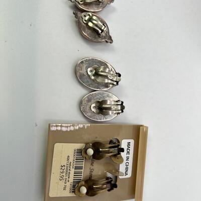 1950s Gem Quality stone Sterling Silver Clip Ons