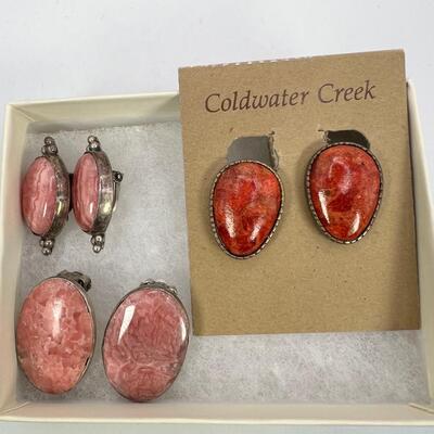 1950s Gem Quality stone Sterling Silver Clip Ons