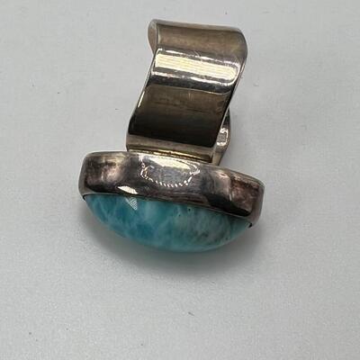 SS 12 Grm Size 7 Ring with 1" gem Quality stone
