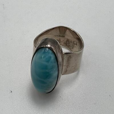 SS 12 Grm Size 7 Ring with 1" gem Quality stone