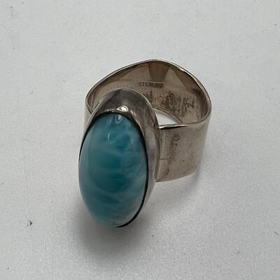 SS 12 Grm Size 7 Ring with 1" gem Quality stone