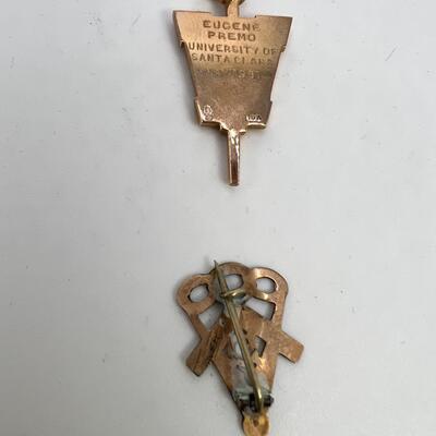 Greek  Pendant 10 K gold and  Masonic Diamond Pin