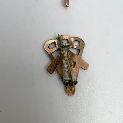Greek  Pendant 10 K gold and  Masonic Diamond Pin