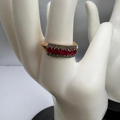 Dark Pink Sapphire Diamond 18K Gold Ring