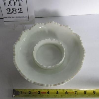 Old Fenton Milk Glass Hobnail Relish Dish