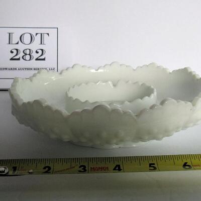Old Fenton Milk Glass Hobnail Relish Dish