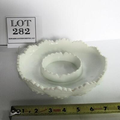 Old Fenton Milk Glass Hobnail Relish Dish