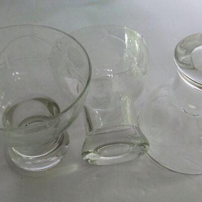 MCM Lot of Cocktail Glasses, Teal and Clear Paperweight Glass