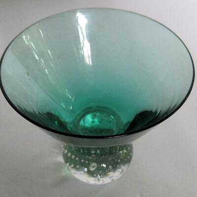 MCM Lot of Cocktail Glasses, Teal and Clear Paperweight Glass