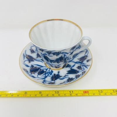 RUSSIAN LOMONOSOV â€œBLUE BELLSâ€ TEA CUP AND SAUCER SET
