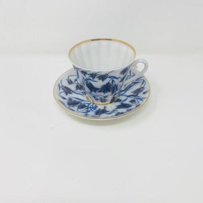 RUSSIAN LOMONOSOV â€œBLUE BELLSâ€ TEA CUP AND SAUCER SET