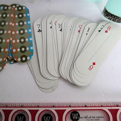 Unusual Older Oval Playing Cards in Case, Plastic WI Steel and Tube Co Ruler