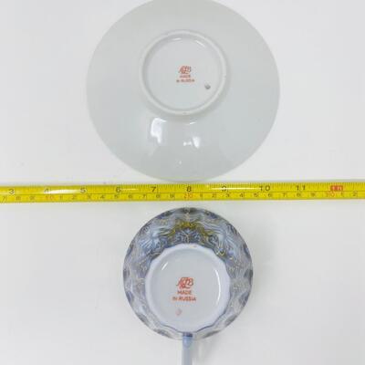 RUSSIAN LOMONOSOV â€œHEATHBIRDSâ€ TEA CUP AND SAUCER SET