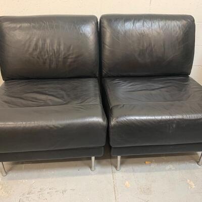 Mid Century Black Leather Chairs