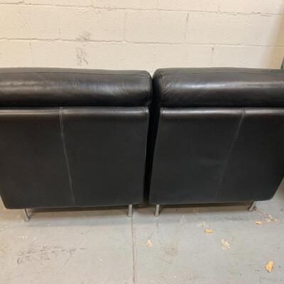 Mid Century Black Leather Chairs