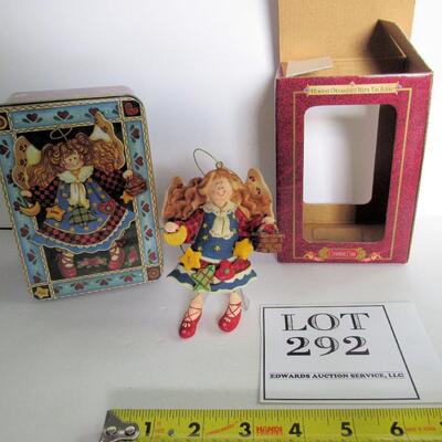 Unused Angel Ornament in Matching Tin