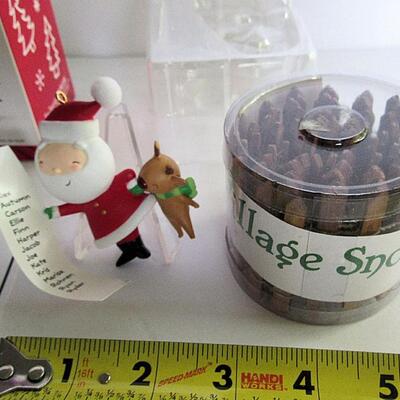 Kringle and Kris Hallmark Santa Ornament and Dept 56 Snow Fence