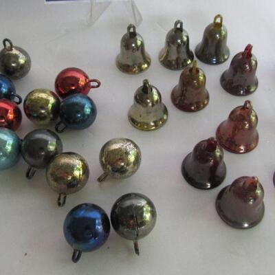 Vintage Plastic Miniature Bells and Balls Christmas Ornaments