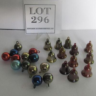 Vintage Plastic Miniature Bells and Balls Christmas Ornaments