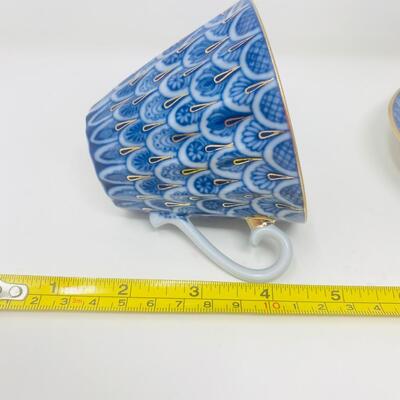 RUSSIAN LOMONOSOV â€œFORGET ME NOTâ€ TEA CUP AND SAUCER SET
