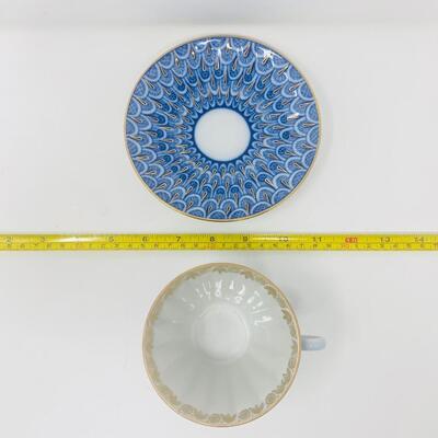 RUSSIAN LOMONOSOV â€œFORGET ME NOTâ€ TEA CUP AND SAUCER SET