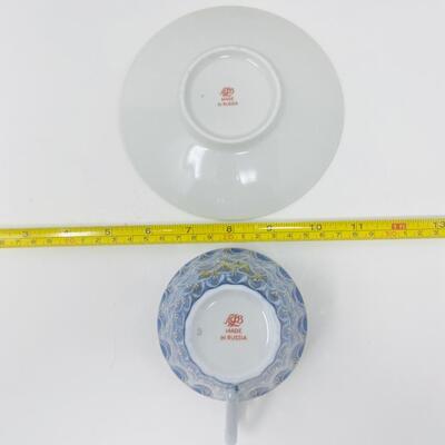 RUSSIAN LOMONOSOV â€œFORGET ME NOTâ€ TEA CUP AND SAUCER SET