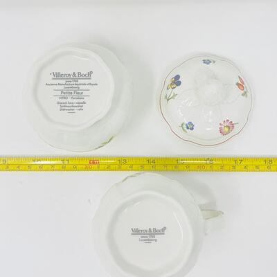ADORABLE SET OF VILLEROY & BOCH PETITE FLEUR CREAM AND SUGAR BOWL WITH LID
