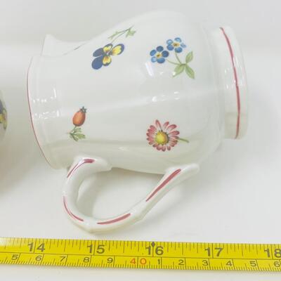 ADORABLE SET OF VILLEROY & BOCH PETITE FLEUR CREAM AND SUGAR BOWL WITH LID