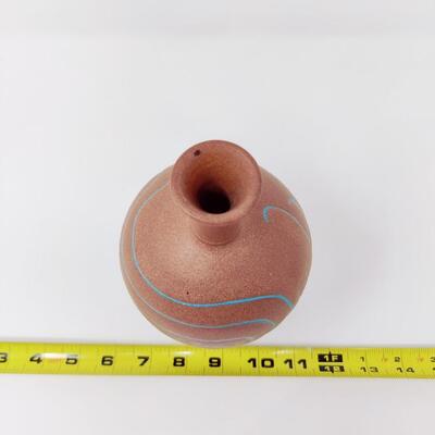 STUNNING BLUE ACCENT POTTERY VASE SIGNED ELLIE