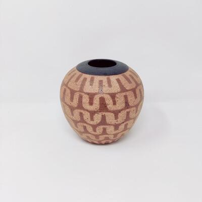 SOUTHWESTERN STYLE POTTERY ORB VASE SIGNED ELLIE