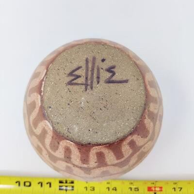 SOUTHWESTERN STYLE POTTERY ORB VASE SIGNED ELLIE