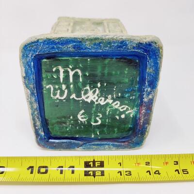 AZTEC MAYAN STYLE POTTERY VASE SIGNED M. WILKERSON 63