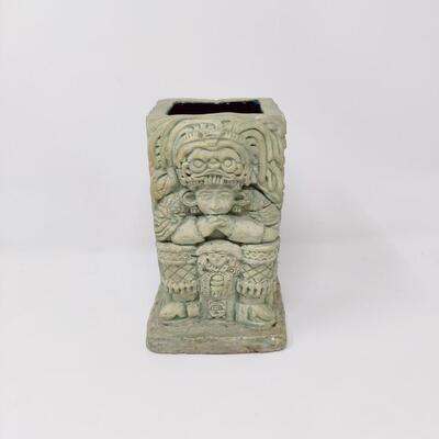 AZTEC MAYAN STYLE POTTERY VASE SIGNED M. WILKERSON 63